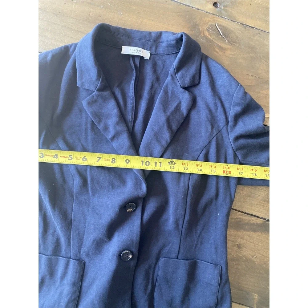 Peserico‎ Blazer Womens Size 8 Navy Blue Cotton Blend Made in Italy Luxury